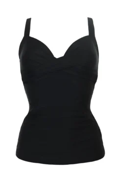 Space Twist Front Non-Wired Tankini - Black -Curve by Lingerie 317199 20230601162600
