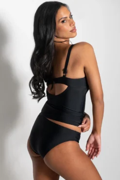 Space Twist Front Non-Wired Tankini - Black -Curve by Lingerie 317203 20230601162600