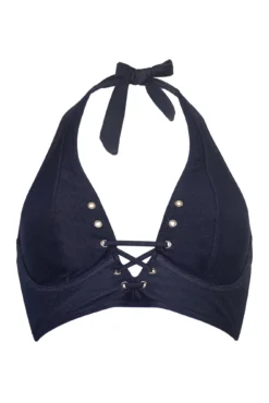 Adelaide Denim Underwired Lace Up Longline Top - Blue 10 Adelaide Denim Underwired Lace Up Longline Top - Blue -Curve by Lingerie 317205 20230614111900