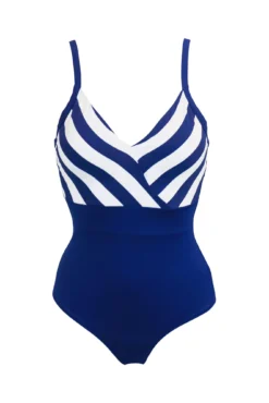 High Line V Neck Control Swimsuit - Navy/White 10 High Line V Neck Control Swimsuit - Navy/White -Curve by Lingerie 317275 20230605123100