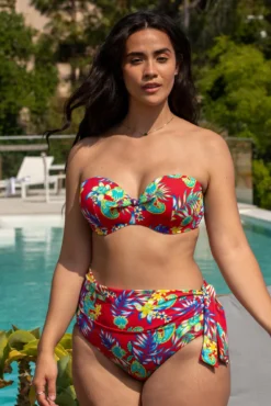 Heatwave Fold Over Tie Brief - Red Floral -Curve by Lingerie 317747 20230714115100