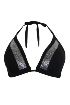 Sea Queen Sequin Triangle Top - Black/Silver -Curve by Lingerie 317872 20230606113600