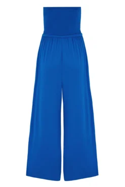 Jersey Strapless Cropped Leg Beach Jumpsuit - Cobalt -Curve by Lingerie 318234 20230612152700