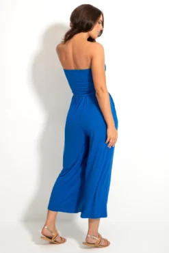 Jersey Strapless Cropped Leg Beach Jumpsuit - Cobalt -Curve by Lingerie 318239 20230612152700