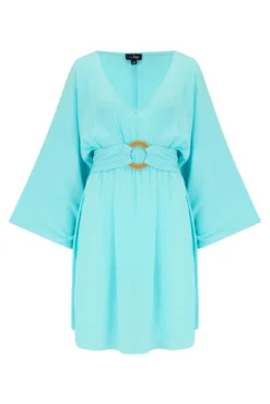 Crinkle O Ring Cover Up - Aqua -Curve by Lingerie 318247 20230612152700