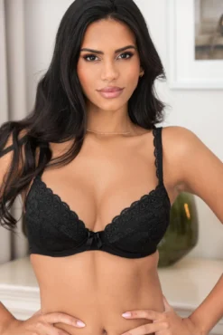 Rebel Padded Plunge Bra - Black -Curve by Lingerie 318335 20230613171500