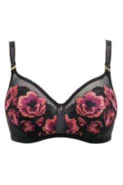 Soiree Embroidery Padded Bra - Black/Pink -Curve by Lingerie 319822 20230728123400