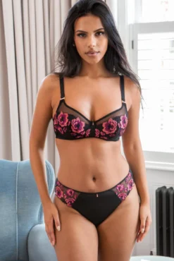 Soiree Embroidery Padded Bra - Black/Pink -Curve by Lingerie 319825 20230728123400