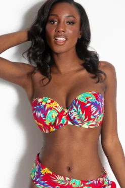 Heatwave Strapless Lightly Padded Top - Red Floral
