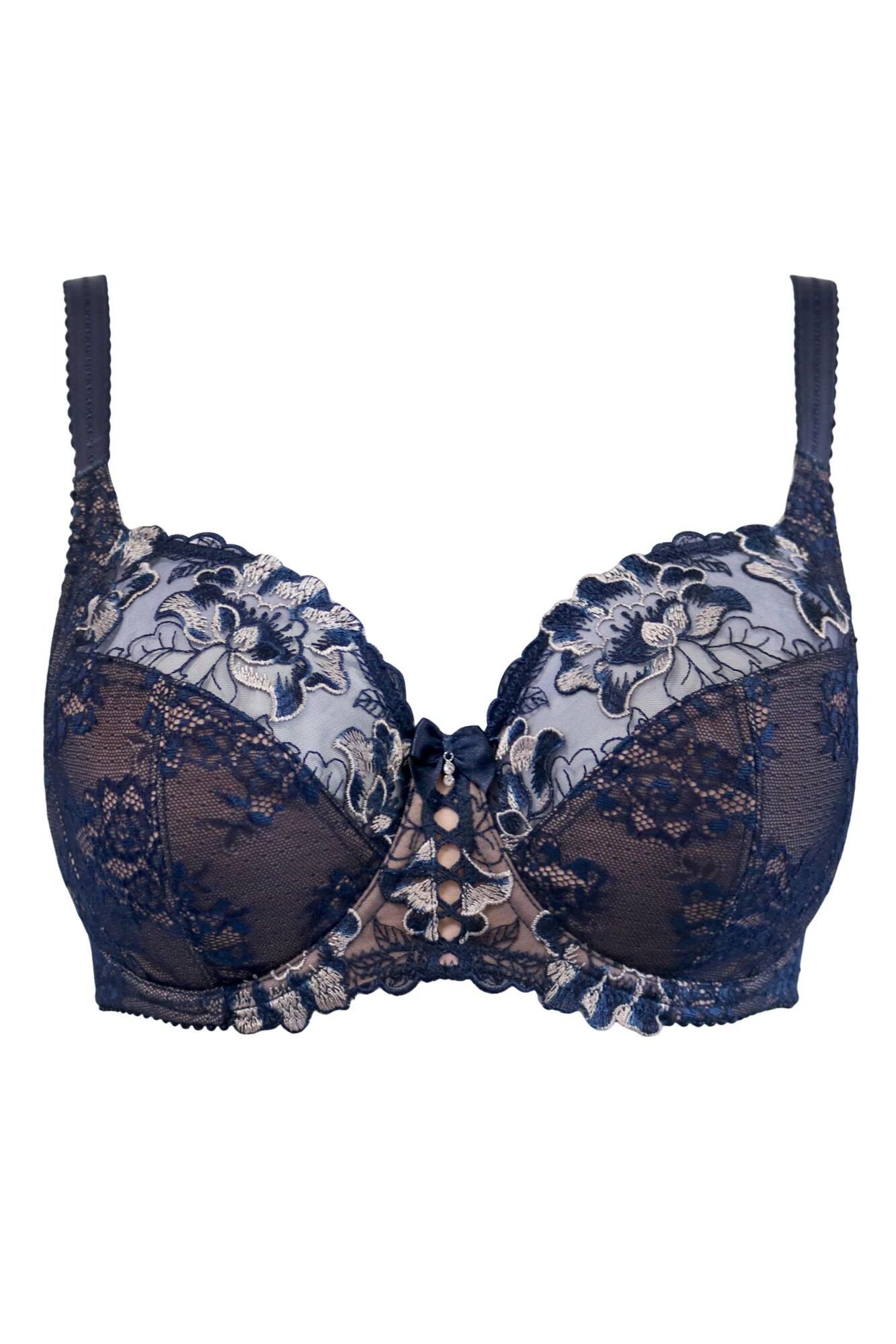 Sofia Lace Embroidered Side Support Bra - Navy/Blush 6 Sofia Lace Embroidered Side Support Bra - Navy/Blush - Image 6