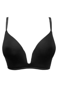 Definitions U Wire Plunge Low Back Push Up Bra - Black -Curve by Lingerie 321801 20230830094300